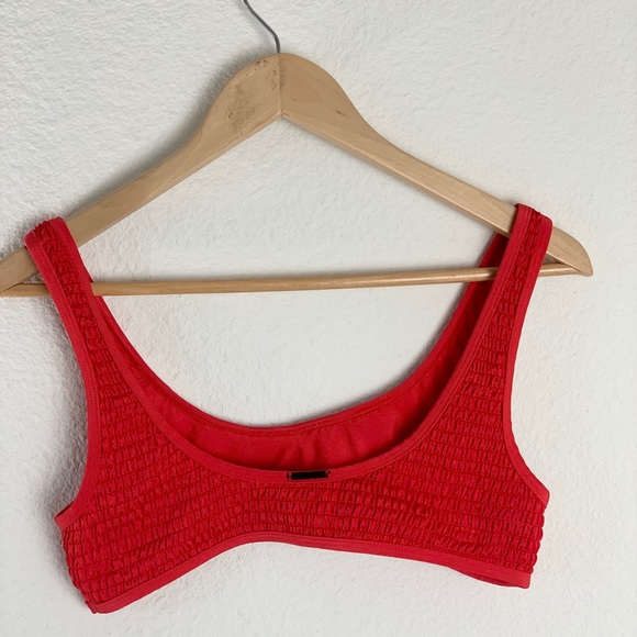 Kendall + Kylie Red Henley Bikini Top - Sz M - Picture 5 of 12